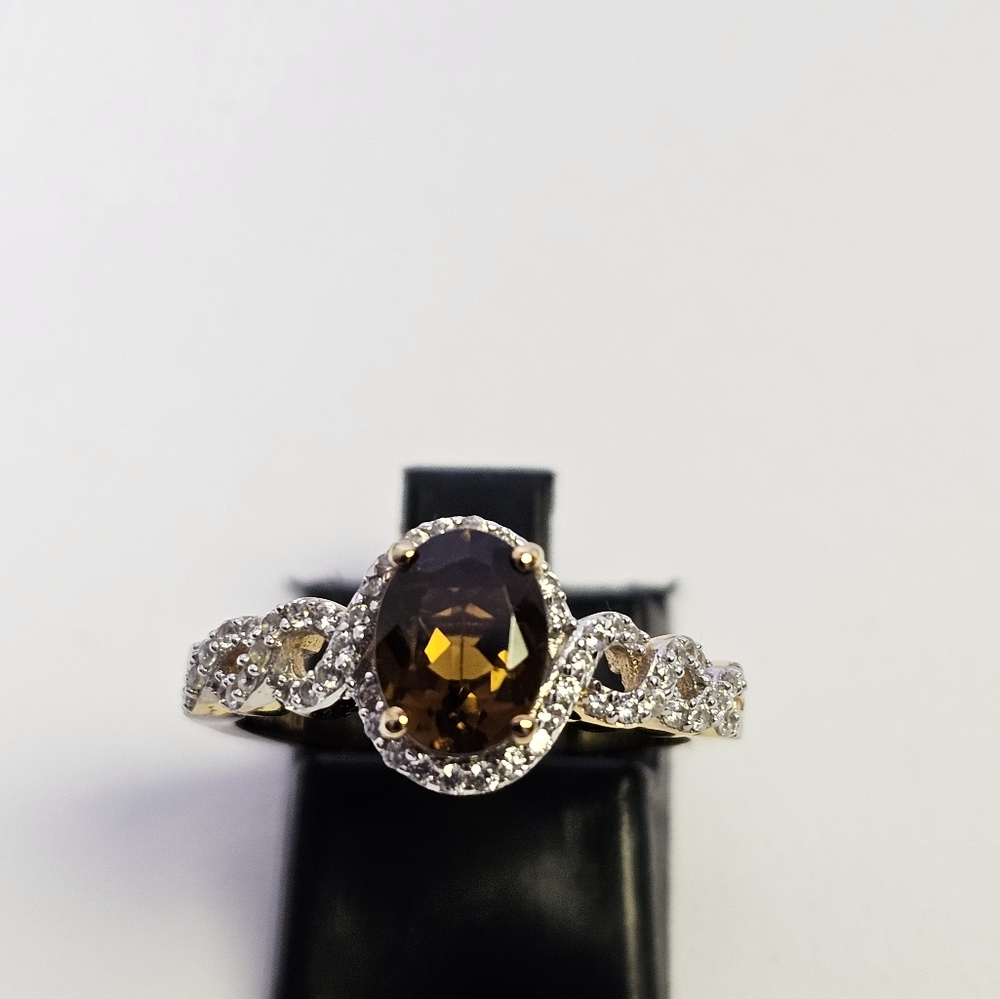 Genuine Tanzanian Golden Tourmaline & White Zircon 18k/925 ✨️Size 7 - Picture 13 of 13